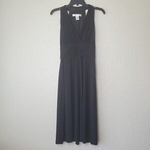 Evan Picone dress, women's sleeveless dress, size 6, black, Y2K‎ style evening V